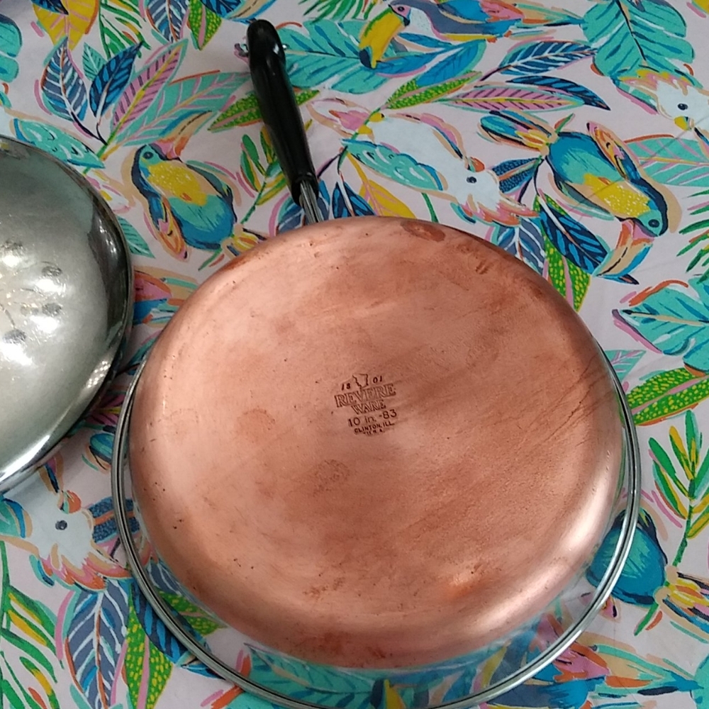 Vintage 1801 Revere Ware 10in skillet with lid